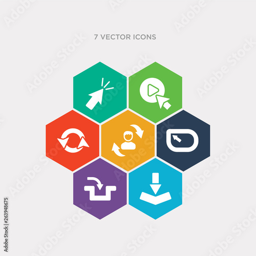 simple set of bending, gap, corner widget, repaying icons, contains such as icons refresh page arrow button, press play button, mouse arrow and more. 64x64 pixel perfect. infographics vector