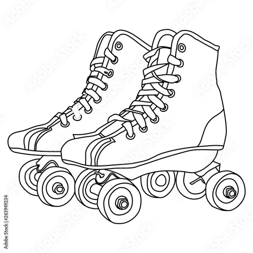 Roller skates line drawing