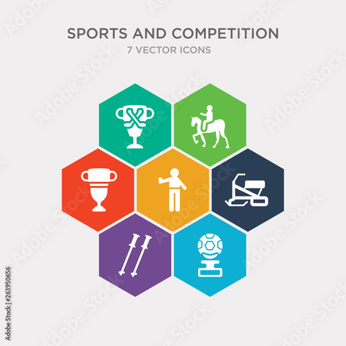 simple set of football cup, ski poles, skibob, amonestation icons, contains such as icons champion, horseback, golf champion and more. 64x64 pixel perfect. infographics vector