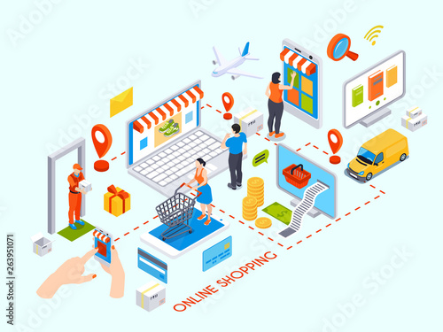 Online Shopping Isometric Illustration