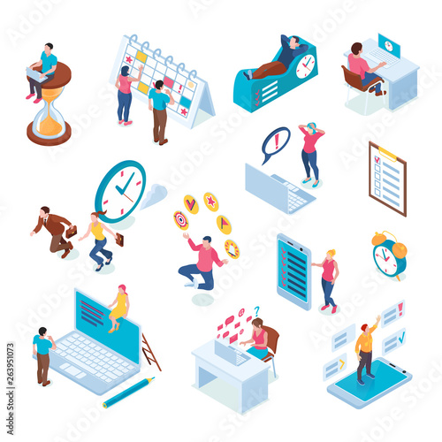Time management Isometric Set 