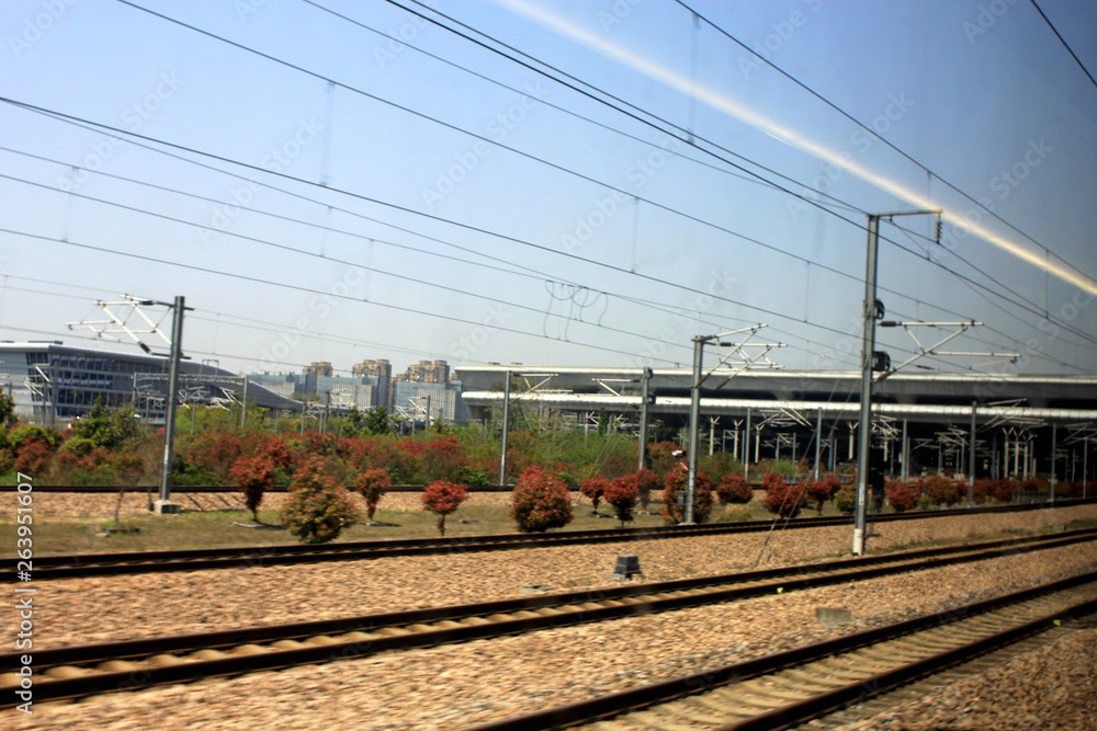  China's high-speed railway construction scene