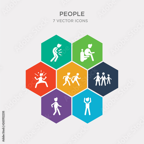 simple set of man standing with arms up, person walking, family group, group of men running icons, contains such as icons man angry, man sitting in the bathroom, stomach ache and more. 64x64 pixel