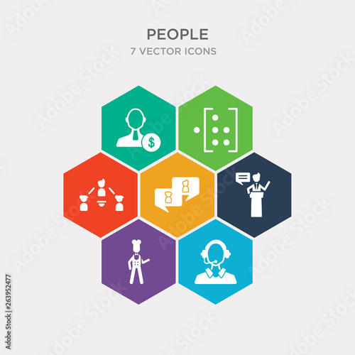 simple set of phone assistance, chief, monologue, chat group icons, contains such as icons relations, matrix, businessman with dollar money and more. 64x64 pixel perfect. infographics vector
