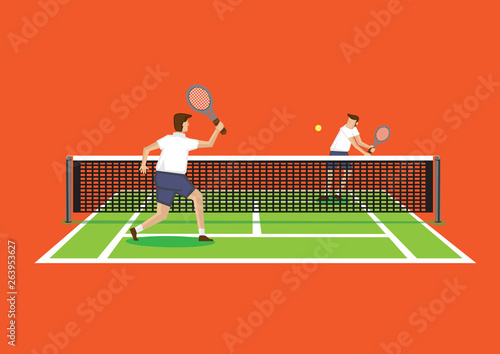 Playing Tennis Vector Illustration