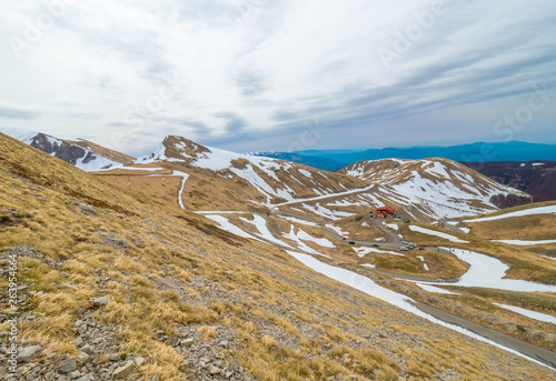 Rieti (Italy) - The summit of Monte Terminillo with snow. 2216 meters, Terminillo Mount is named the Mountain of Rome, located in Apennine range, central Italy photo