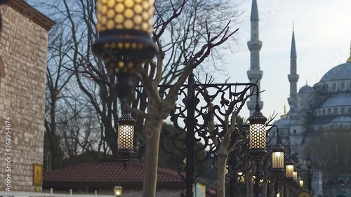 in the front of sultan ahmed mosque at istanbul