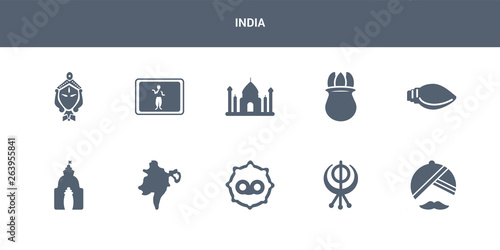 10 india vector icons such as turban, sikhism, telugu language, assam, odisha contains biju janata dal, ugadi, uttar pradesh, bollywood, durga puja. india icons