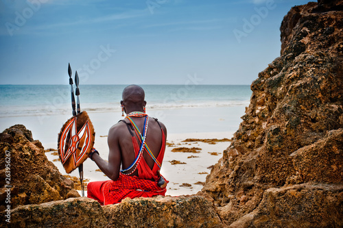 portrait of a Maasai warrior. photo