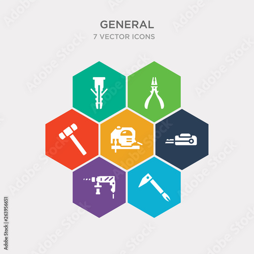 simple set of nail puller, perforator, stationery knife, fretsaw icons, contains such as icons sledgehammer, nippers, dyupel and more. 64x64 pixel perfect. infographics vector