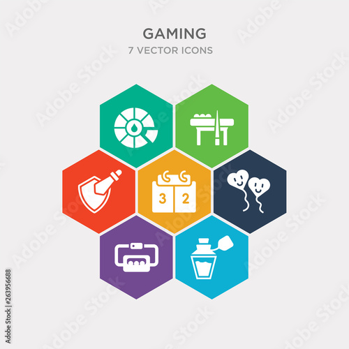 simple set of potions, trunk open, balloon hearts, scores icons, contains such as icons role playing game, pool table, trivial and more. 64x64 pixel perfect. infographics vector