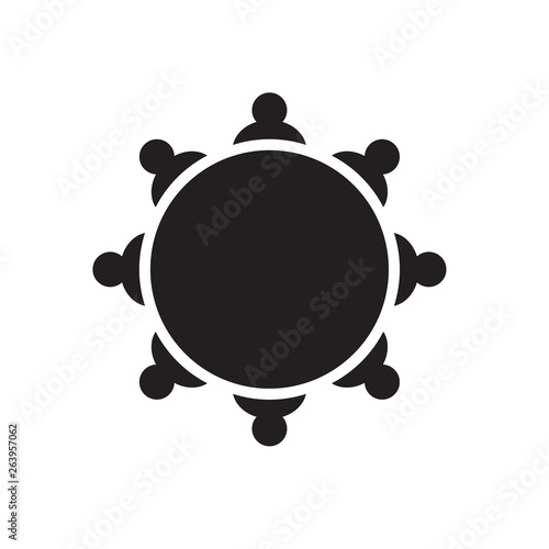 people around the round table icon- vector illustration