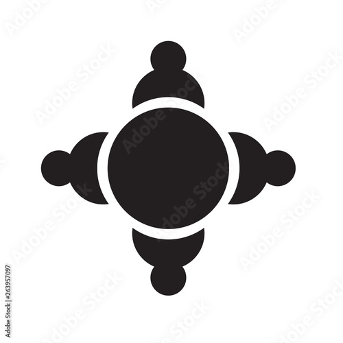 people around the round table icon- vector illustration