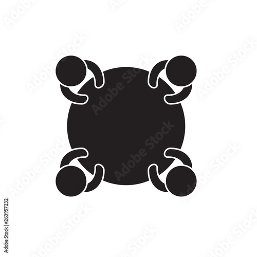 people around the round table icon- vector illustration