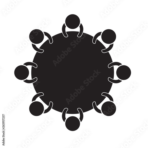 people around the round table icon- vector illustration