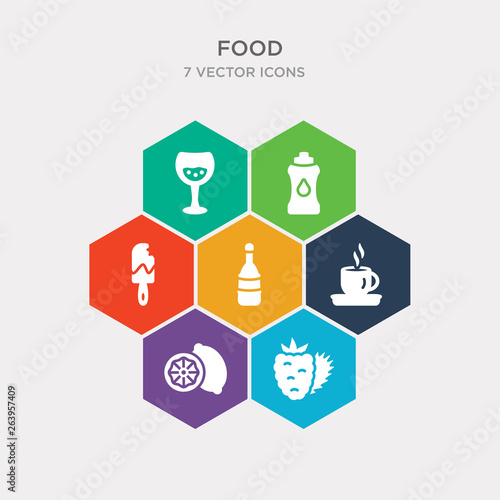 simple set of raspberry leaf, lemon slice, coffee cup with steam, champagne bottle icons, contains such as icons bitten ice cream, water container, half filled cocktail glass and more. 64x64 pixel