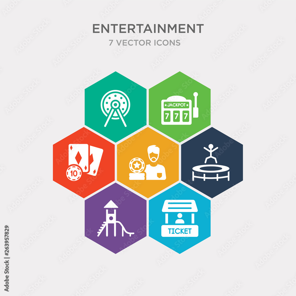 simple set of ticket booth, toboggan, jump, gambler icons, contains such as icons black jack, jackpot, lottery and more. 64x64 pixel perfect. infographics vector