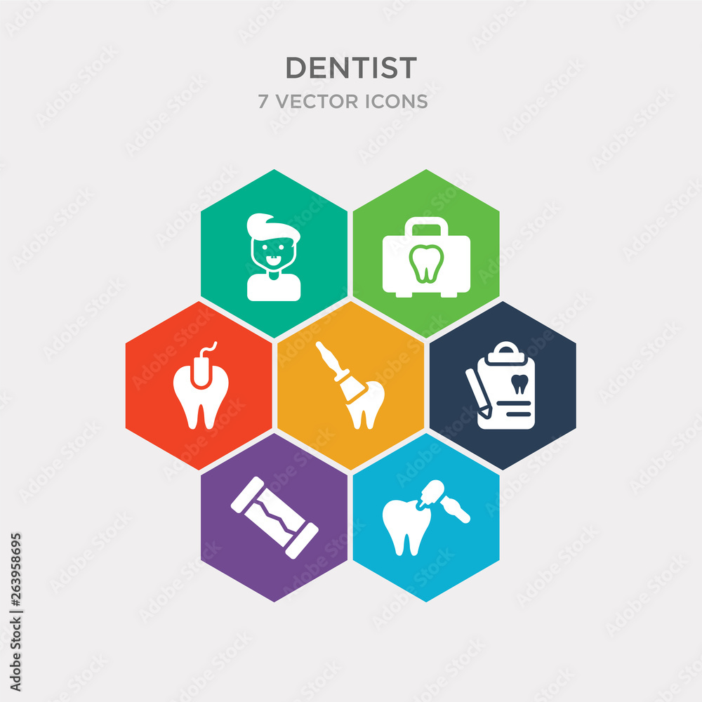 simple set of dental care, chewing gum, medical list, scraping icons