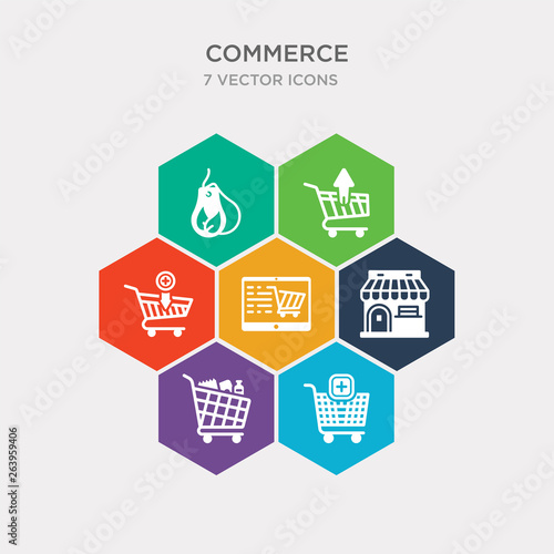 simple set of checke, supermarket shopping cart, front store with awning, online store cart icons, contains such as icons add to cart, take out from the eco label and more. 64x64 pixel perfect.
