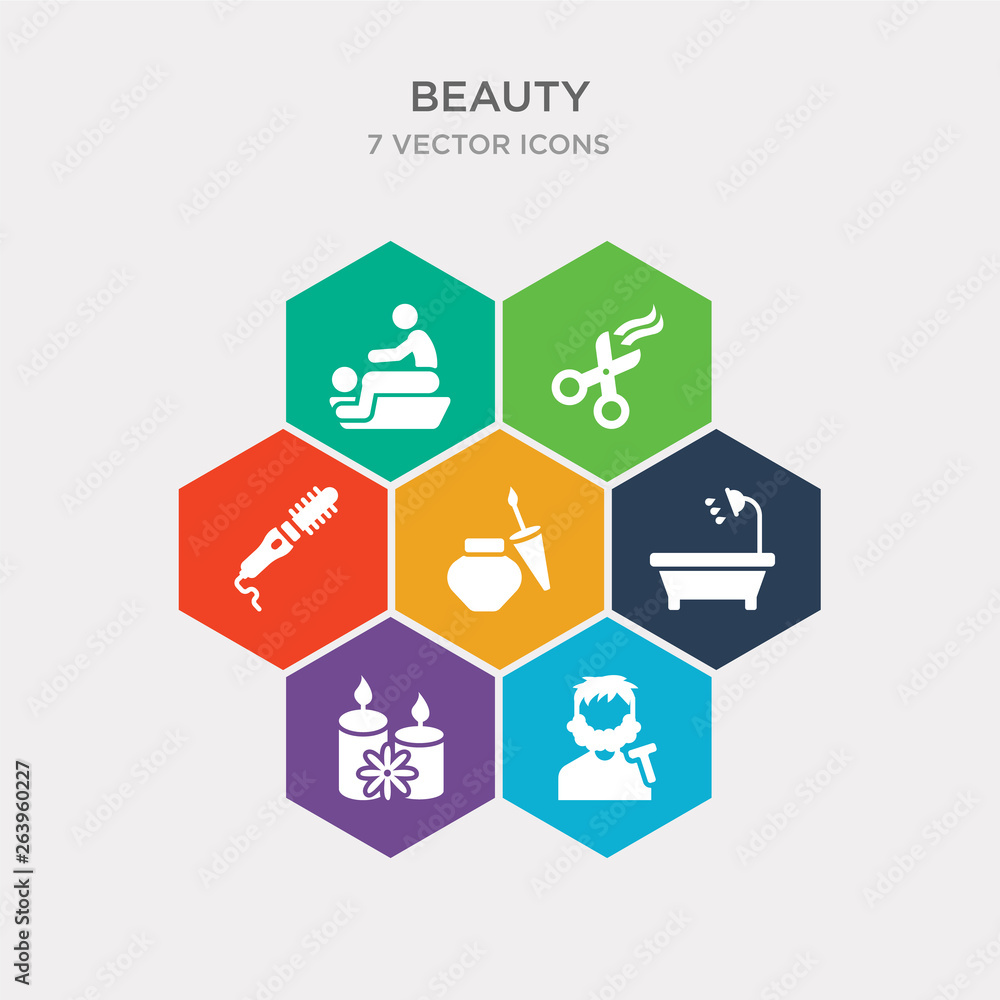 Φωτογραφία simple set of shaving, candle flower, shower place, liner icons, contains such as icons hair curler, hairdresser scissors, relaxing massage and more