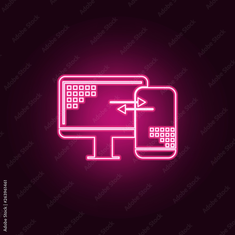 mobile data synchronization icon. Elements of Web Development in neon style icons. Simple icon for websites, web design, mobile app, info graphics mobile data synchronization icon. Elements of Web Development in neon style icons. Simple icon for websites, web design, mobile app, info graphics