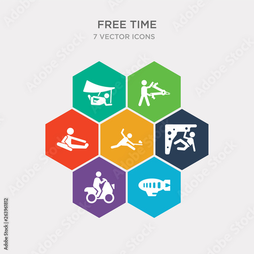 simple set of airship, quad, climb, badminton icons, contains such as icons workout, multitool, hang glider and more. 64x64 pixel perfect. infographics vector