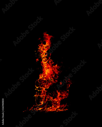 fire flame isolated on black background