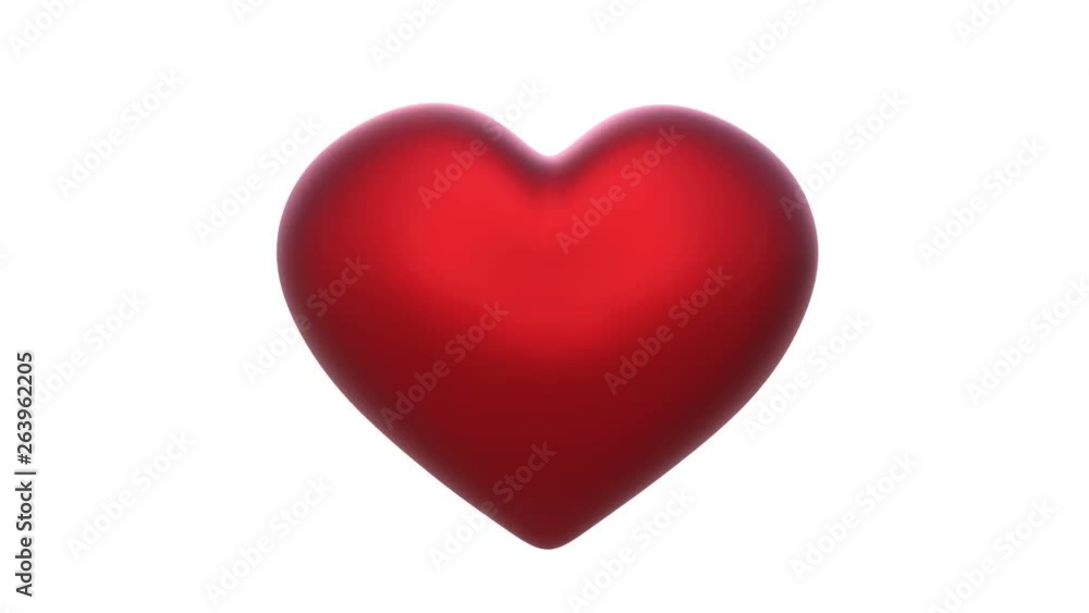 Red heart beats in the middle of the screen. Loop ready animation of rendered heart on white background with mask included. Red heart beats in the middle of the screen. Loop ready animation of rendered heart on white background with mask included.