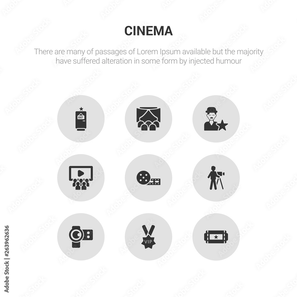 9 round vector icons such as buy tickets online, vip person, camera lens, cameraman, cinema contains cinema audience, cinema celebrity, curtain, exit. buy tickets online, vip person, icon3_, gray 9 round vector icons such as buy tickets online, vip person, camera lens, cameraman, cinema contains cinema audience, cinema celebrity, curtain, exit. buy tickets online, vip person, icon3_, gray