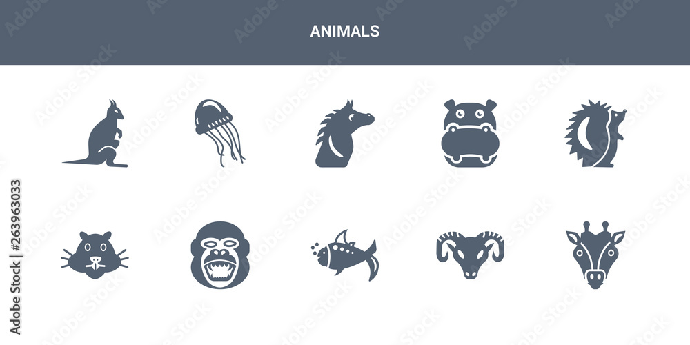 10 animals vector icons such as giraffe, goat, goldfish, gorilla, hamster contains hedgehog, hippopotamus, horse, jellyfish, kangaroo. animals icons 10 animals vector icons such as giraffe, goat, goldfish, gorilla, hamster contains hedgehog, hippopotamus, horse, jellyfish, kangaroo. animals icons