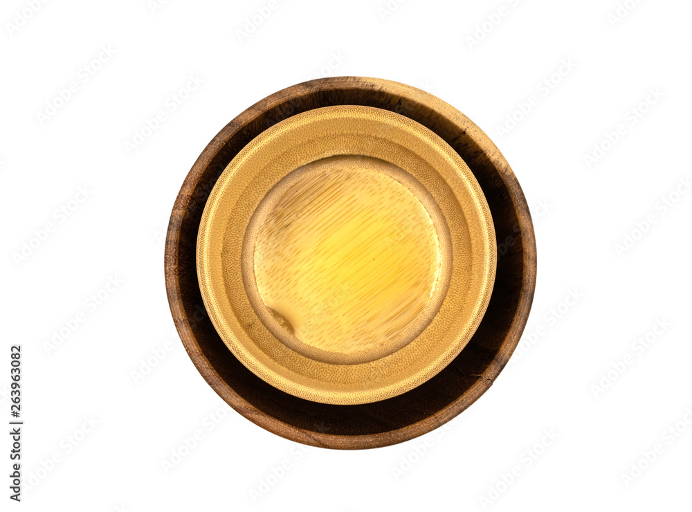 Empty wooden cups (plates) isolated on white background Empty wooden cups (plates) isolated on white background