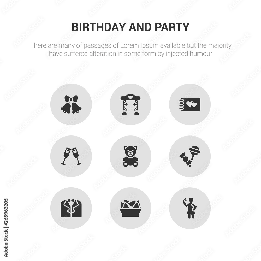 9 round vector icons such as selfie, snack, suit, sweet, teddy bear contains toast, wedding album, wedding altar, wedding bells. selfie, snack, icon3_, gray birthday and party icons 9 round vector icons such as selfie, snack, suit, sweet, teddy bear contains toast, wedding album, wedding altar, wedding bells. selfie, snack, icon3_, gray birthday and party icons