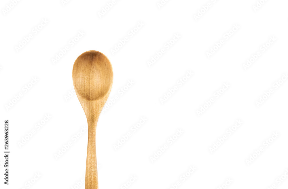 Empty wooden spoons isolated on white background, close up Empty wooden spoons isolated on white background, close up