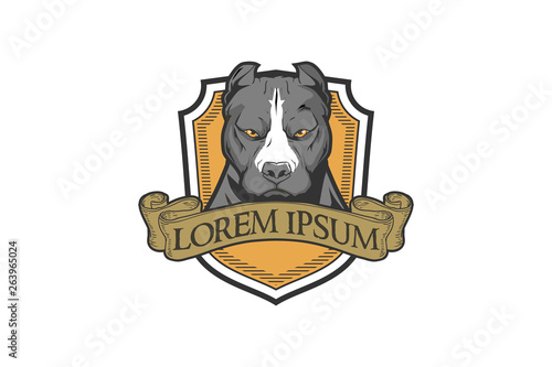 pitbull head vector Old School Style badge logo template
