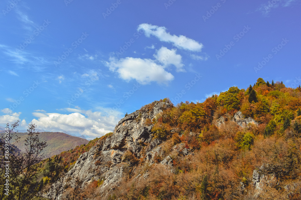 View over the surroundings hills and mountains during autumn, Macedonia
