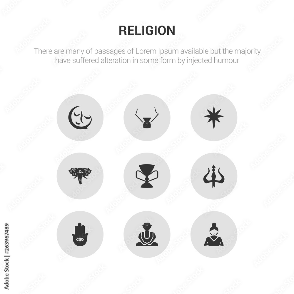 9 round vector icons such as gospel, great buddha, hamsa, hinduism, holy chalice contains holy elephant, holy star, incense, indulgence. gospel, great buddha, icon3_, gray religion icons 9 round vector icons such as gospel, great buddha, hamsa, hinduism, holy chalice contains holy elephant, holy star, incense, indulgence. gospel, great buddha, icon3_, gray religion icons