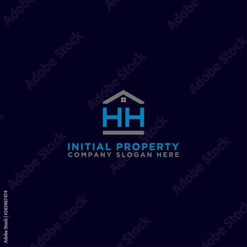 Logo template vector Design, property, real estate with the initials HH - Vector