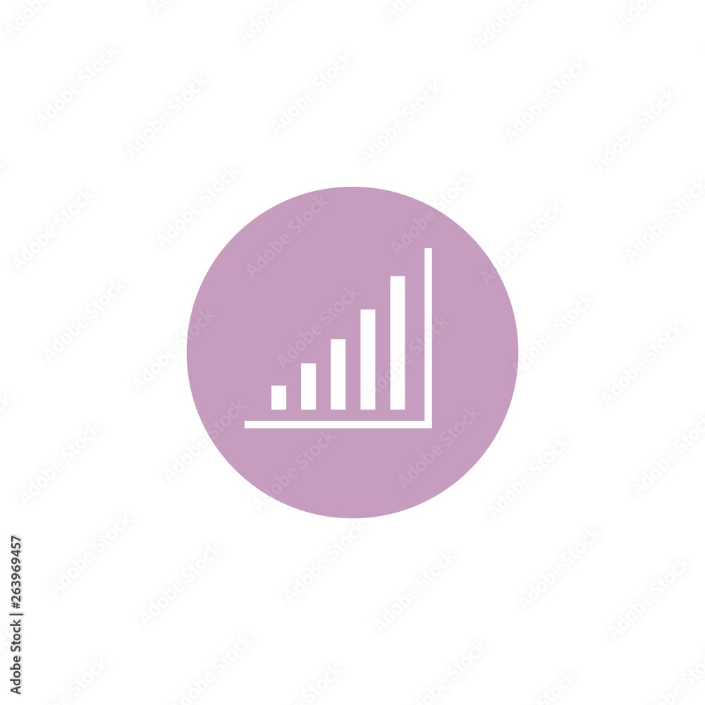 Graph icon in negative space on light purple circle.- vector Graph icon in negative space on light purple circle.- vector