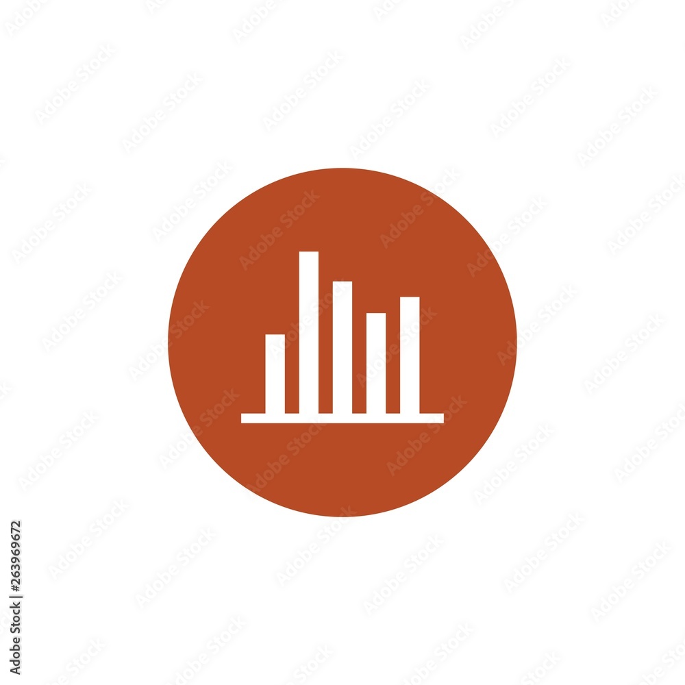 Graph and diagram icon in negative space on dark orange circle.- vector Graph and diagram icon in negative space on dark orange circle.- vector