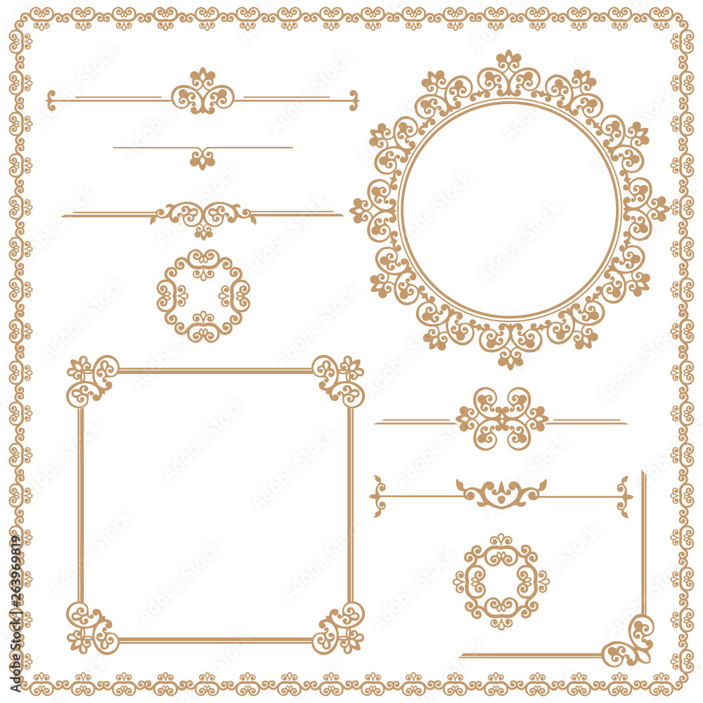 Obraz premium Vintage set of floral elements for the design of invitations, frames, menus.