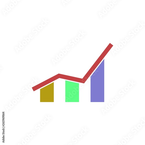 Graphic icon with a significant increase with full color bar.- vector