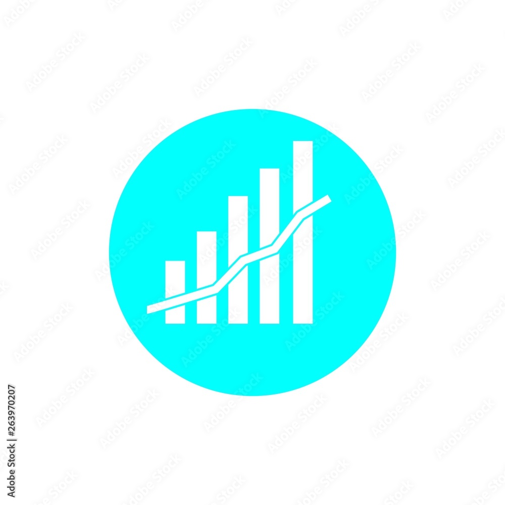graphic icon with a significant improvement in negative space on light blue circle.- vector graphic icon with a significant improvement in negative space on light blue circle.- vector