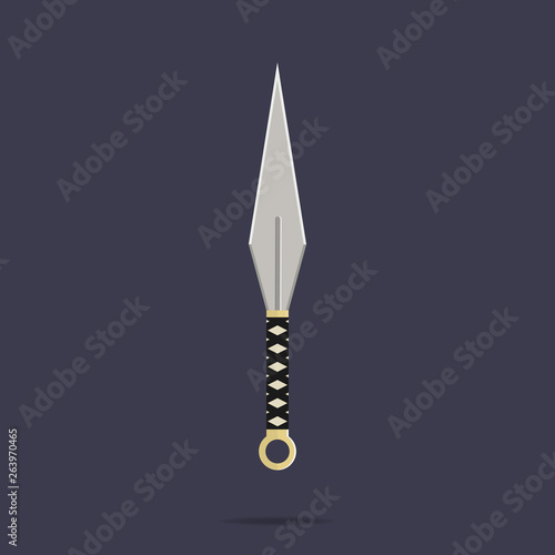 Kunai throwing knife icon. Ninja weapon. Samurai equipment. Cartoon style. Clean and modern vector illustration for design, web.