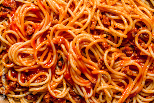 Canvas Print Spaghetti with Bolognese sauce.