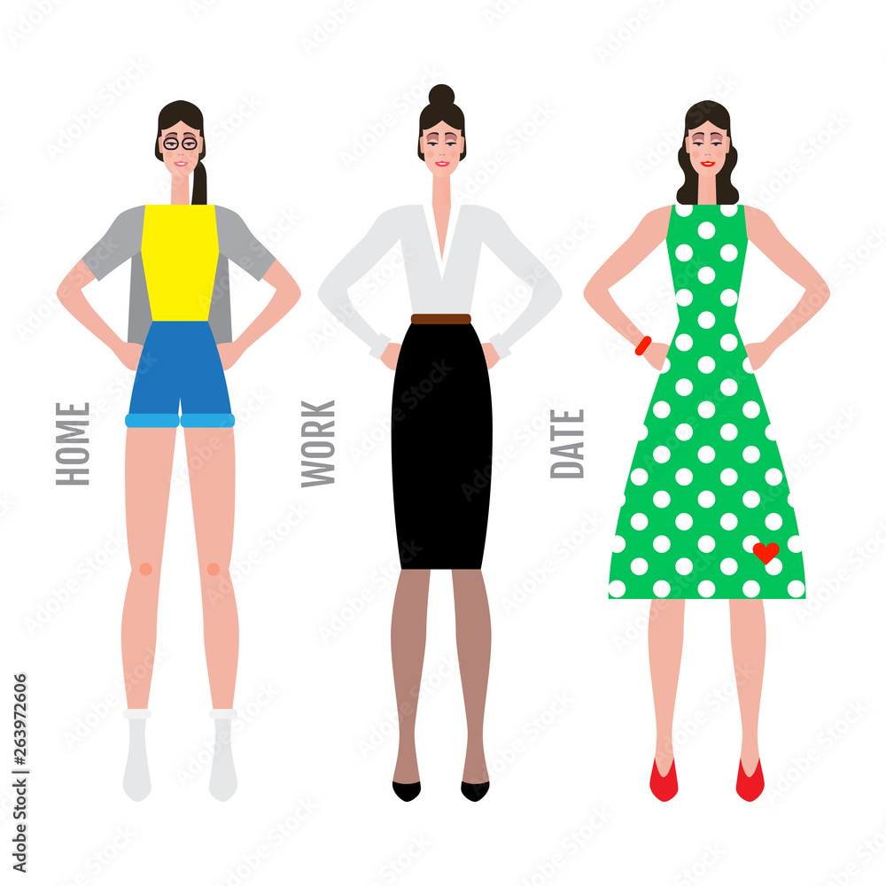 Girls in various clothes with various makeup Girls in various clothes with various makeup