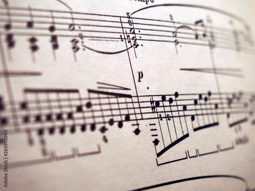 Fototapeta premium Close up of an old sheetmusic for classical piano.