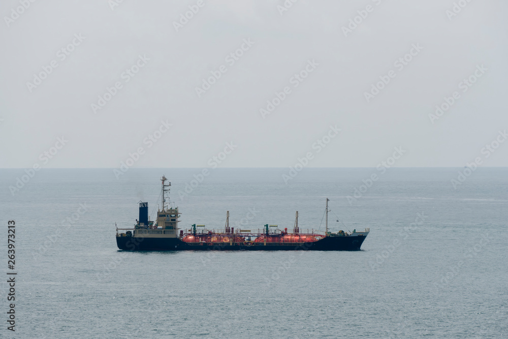Gas tanker Transportation between cities in the sea