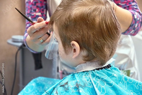 Barber child boy salon hair, hairdresser.