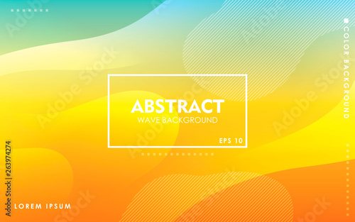 Dynamic wave background. Modern yellow and blue gradient color wavy abstract shape composition. Colorful fluid landing page.