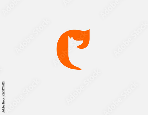 Creative abstract orange logo icon silhouette fox animal